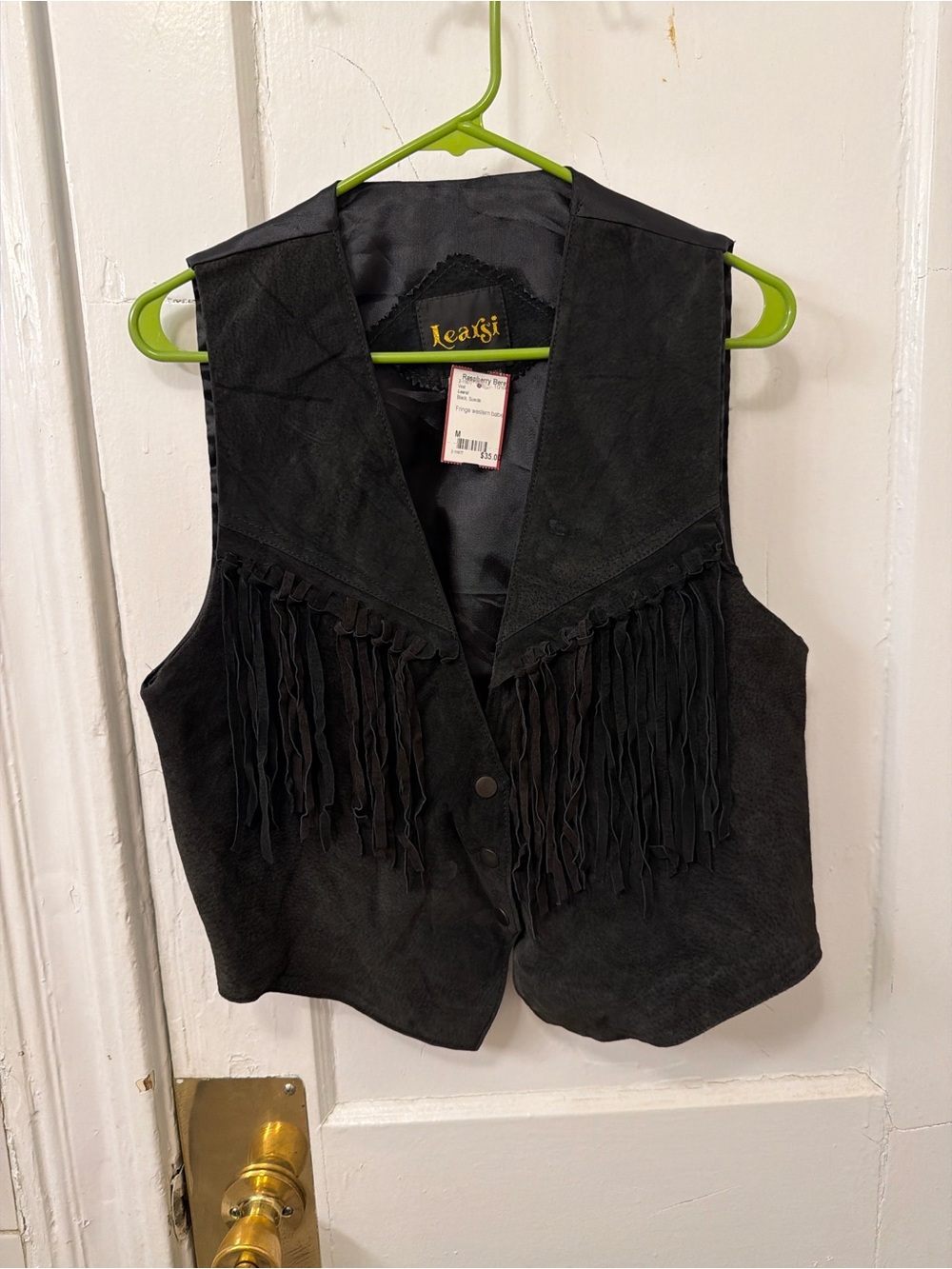 Black Suede Fringe Vest - Women's vintage